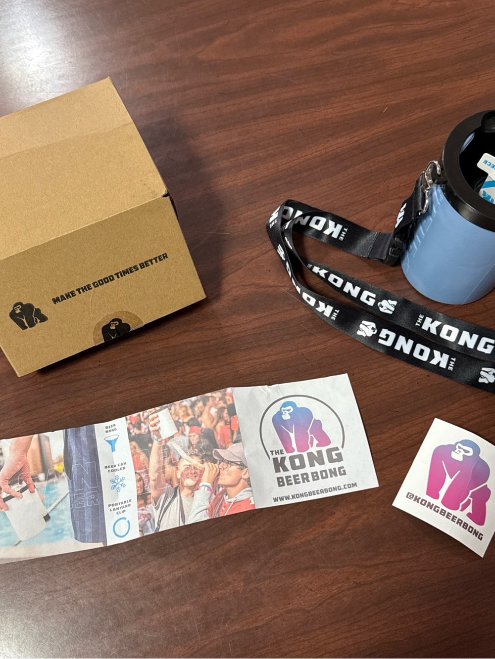 Kong Branded Lanyard and Insulated Can Holder - Black & Light Blue
